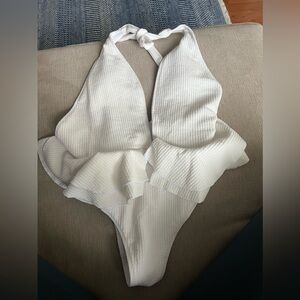 BRIDES! white one piece bathing suit!! Size large